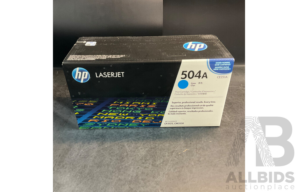 Assorted HP Toner Cartridges - CE252A/CE251A/504A/304A - Lot of 8