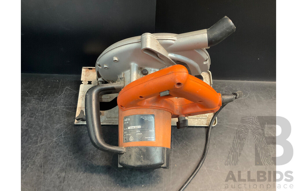 AEG Circular Saw, Metabo Angle Grinder, Hitachi Nail Gun, Batteries and Ferrex Multifunctional Sharpener