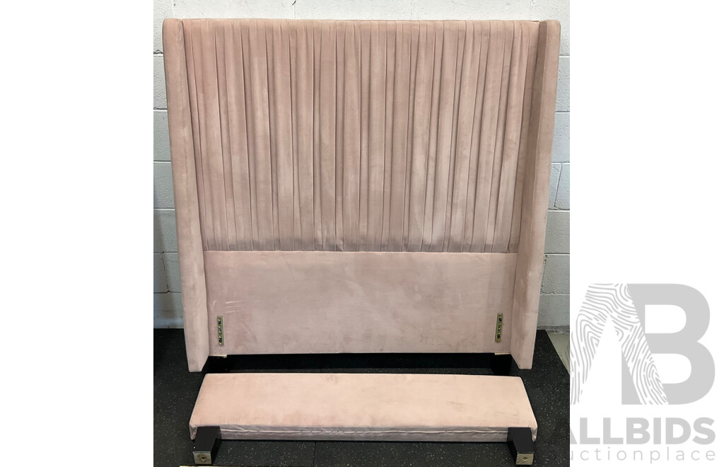 Modern Comfortable Velvet Bed Frame - Pink - King Single