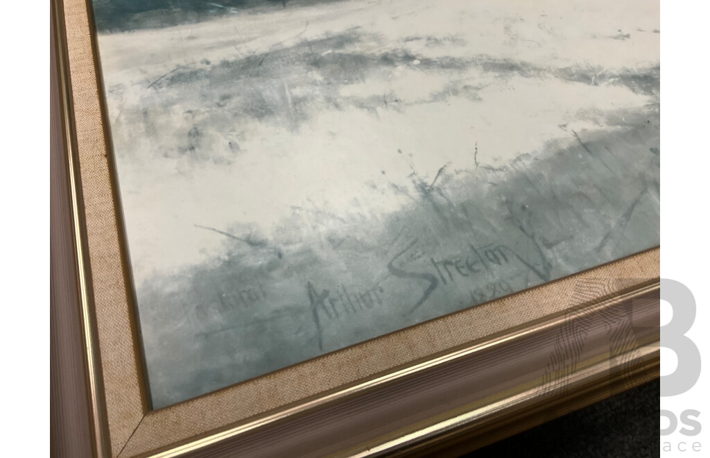 Framed Print “ Holiday Sketch at Coogee 1888“ by Tom Roberts, “The Railway Station, Redfern“, “The Purple Noon’s Transparent Night” and “Golden Summer, Eaglemont” by Arthur Streeton - Lot of 4