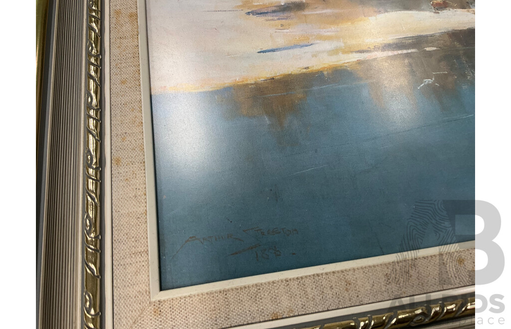 Framed Print “ Holiday Sketch at Coogee 1888“ by Tom Roberts, “The Railway Station, Redfern“, “The Purple Noon’s Transparent Night” and “Golden Summer, Eaglemont” by Arthur Streeton - Lot of 4