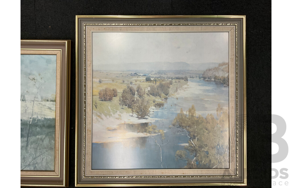 Framed Print “ Holiday Sketch at Coogee 1888“ by Tom Roberts, “The Railway Station, Redfern“, “The Purple Noon’s Transparent Night” and “Golden Summer, Eaglemont” by Arthur Streeton - Lot of 4