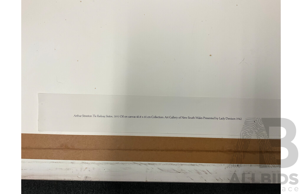 Framed Print “ Holiday Sketch at Coogee 1888“ by Tom Roberts, “The Railway Station, Redfern“, “The Purple Noon’s Transparent Night” and “Golden Summer, Eaglemont” by Arthur Streeton - Lot of 4