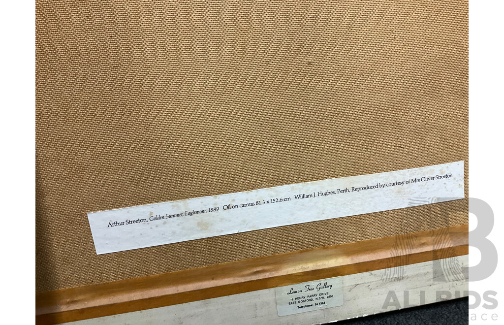 Framed Print “ Holiday Sketch at Coogee 1888“ by Tom Roberts, “The Railway Station, Redfern“, “The Purple Noon’s Transparent Night” and “Golden Summer, Eaglemont” by Arthur Streeton - Lot of 4