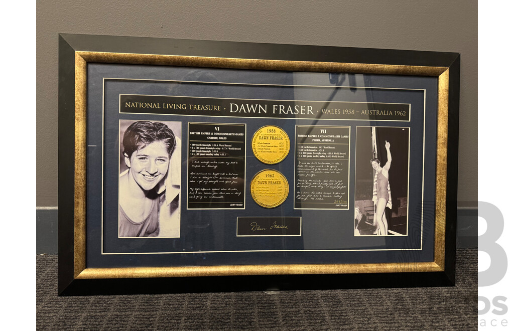 Dawn Fraser - National Living Treasure - Signed and Framed Memorabilia