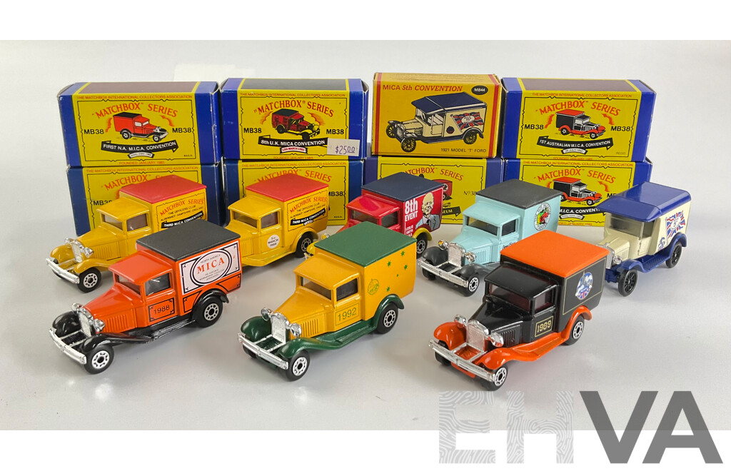 Eight Matchbox Ford Model A Promotional Trucks Including Australia and United Kingdom M.I.C.A Conventions, Chester Toy Museum