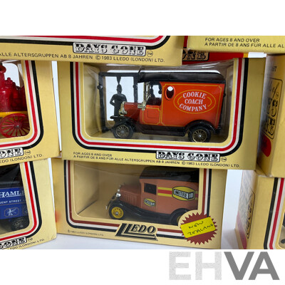 Collection of Lledo Days Gone Diecast Vehicles Including Trucks, Buses and Horse Drawn Carriages
