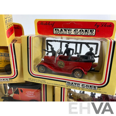 Collection of Lledo Days Gone Diecast Vehicles Including Trucks, Buses and Horse Drawn Carriages