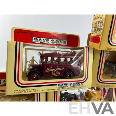 Collection of Lledo Days Gone Diecast Vehicles Including Trucks, Buses and Horse Drawn Carriages