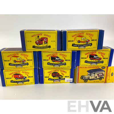 Eight Matchbox Ford Model A Promotional Trucks Including Australia and United Kingdom M.I.C.A Conventions, Chester Toy Museum