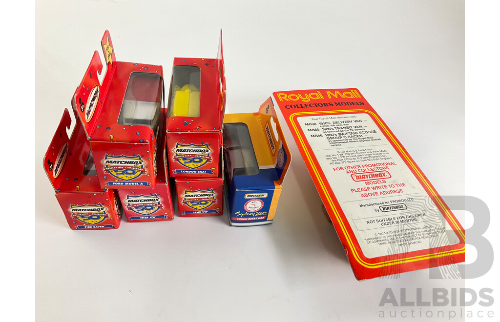Vintage Matchbox Vehicles Including 2002 Matchbox 50th Anniversary, Royal Mail Collectors Models and 2000 Sydney Olympics Relay Car