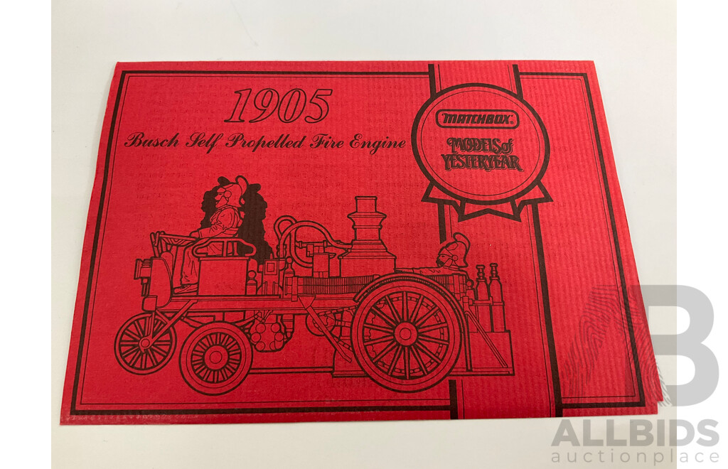 Vintage Matchbox Models of Yesteryear Special Edition 1905 Busch Self Propelled Fire Engine