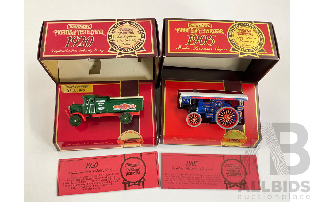 Matchbox Models of Yesteryear Limited Edition 1920 Leyland Three Ton Subsidy Lorry and Fowler Showman's Engine
