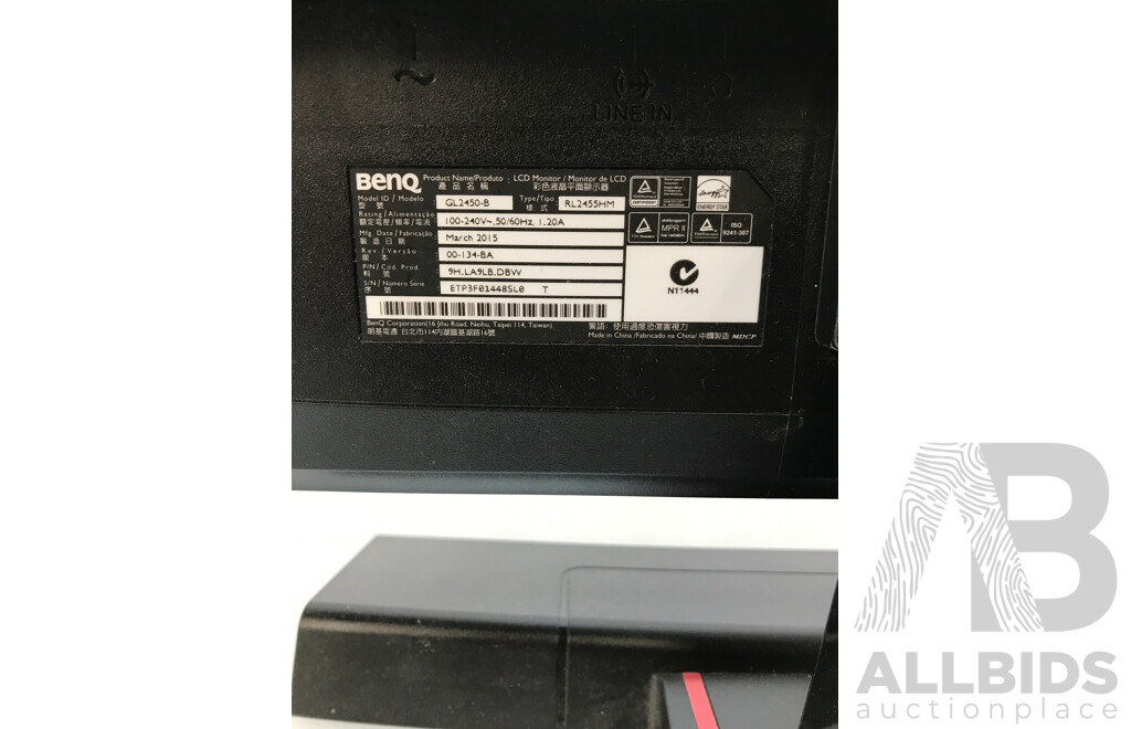 BenQ (GL2450-B) 24 Inch Full HD (1080p) Widescreen LED Backlit LCD Monitor