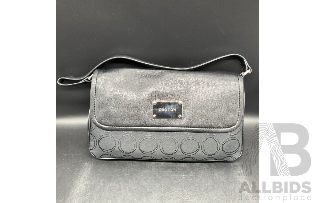 OROTON Shoulder Bag & BLUE ILLUSION Black Tote Bag - Lot of 2