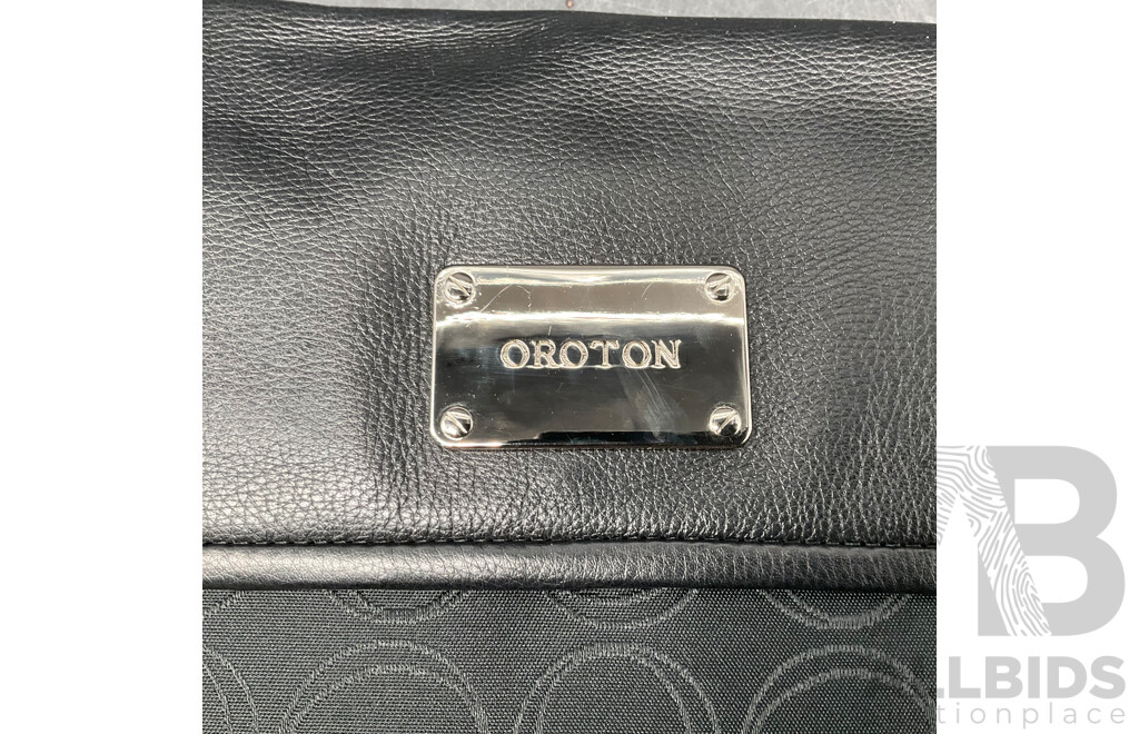 OROTON Shoulder Bag & BLUE ILLUSION Black Tote Bag - Lot of 2