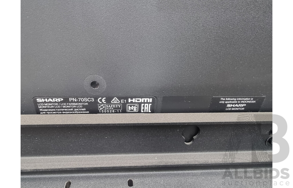 Sharp (PN-70SC3) 70-Inch Interactive Whiteboard Monitor Mounted on Ultralift Australia Wheeled Stand