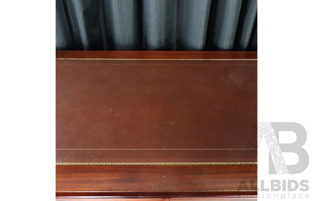 Reproduction Flame Mahogany Twin Pedestal Desk