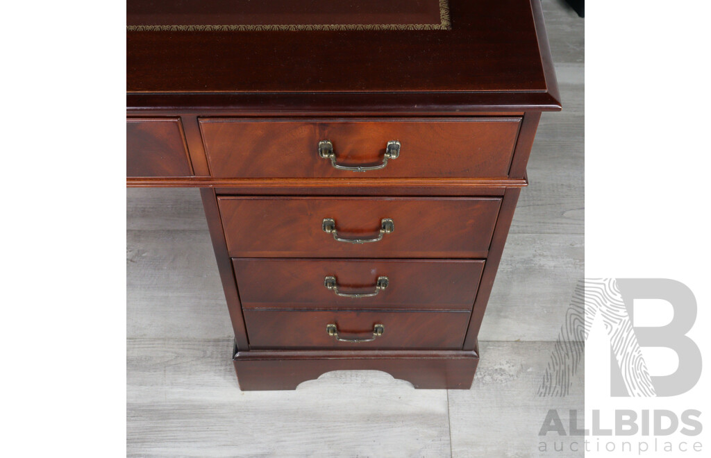 Reproduction Flame Mahogany Twin Pedestal Desk