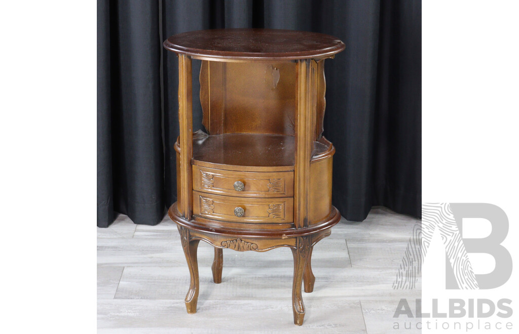 Italian Oval Two Drawer Side Cabinet