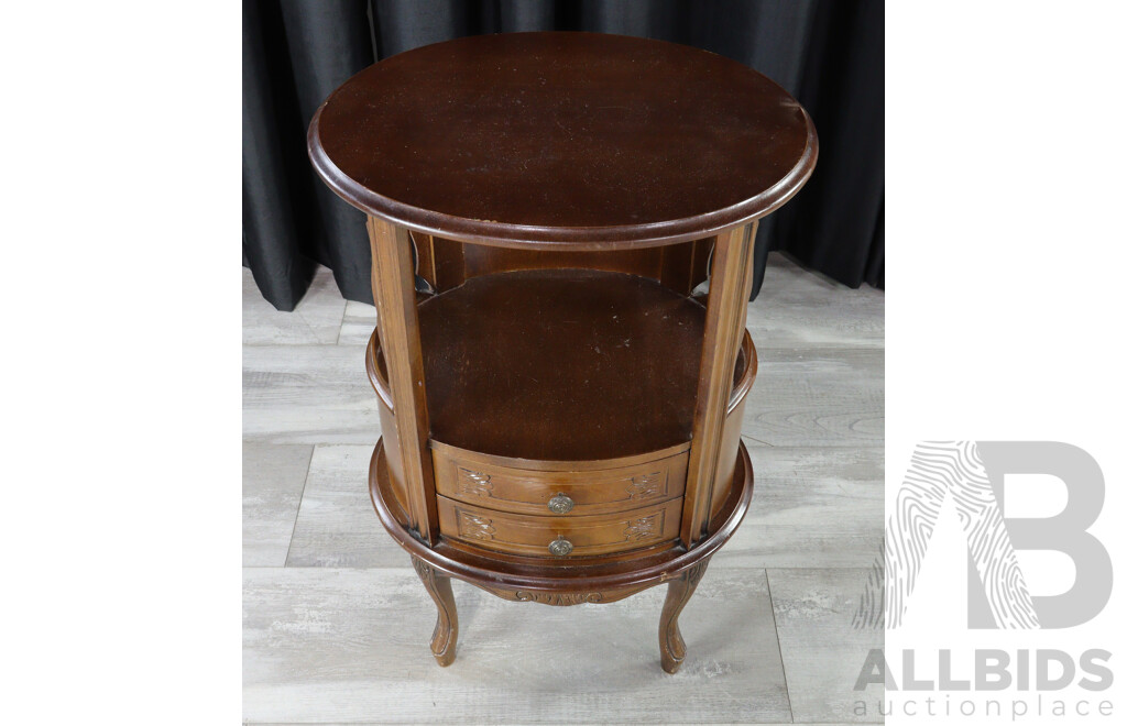 Italian Oval Two Drawer Side Cabinet