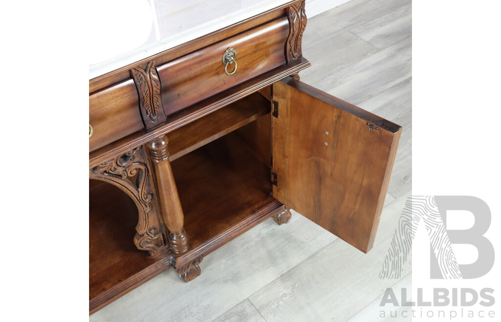 Italian Elm Marble Top Mirrored Back Dresser