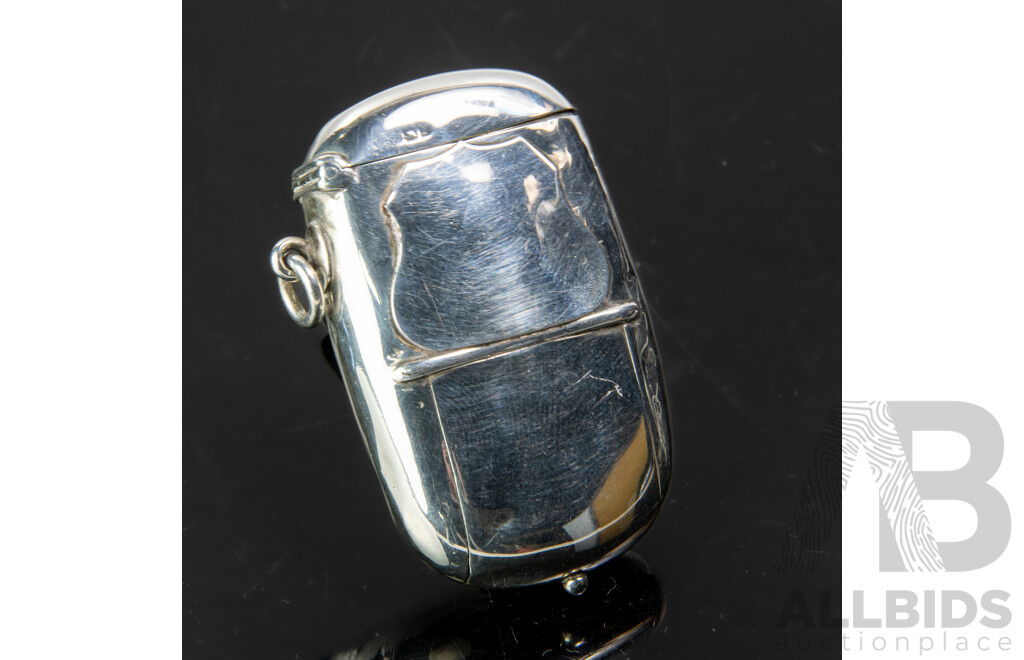 Antique Sterling Silver Vesta Case with Coin Section to Base, Chester, 1889