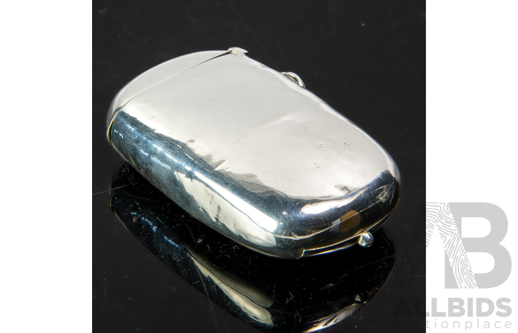 Antique Sterling Silver Vesta Case with Coin Section to Base, Chester, 1889