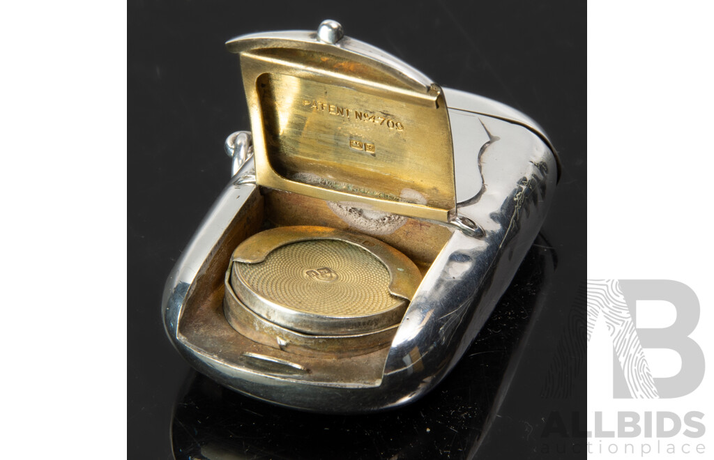 Antique Sterling Silver Vesta Case with Coin Section to Base, Chester, 1889
