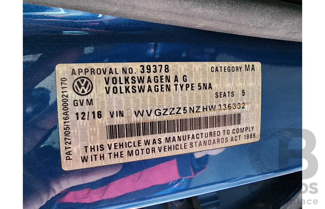 12/2016 Volkswagen Tiguan 110 TDI Comfortline 5NA MY16 4d Wagon Blue 2.0L