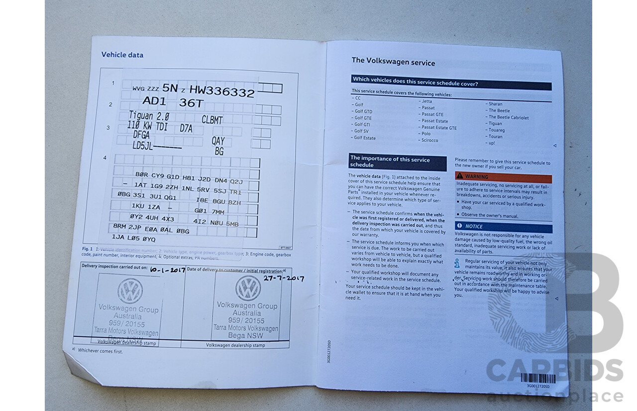 12/2016 Volkswagen Tiguan 110 TDI Comfortline 5NA MY16 4d Wagon Blue 2.0L