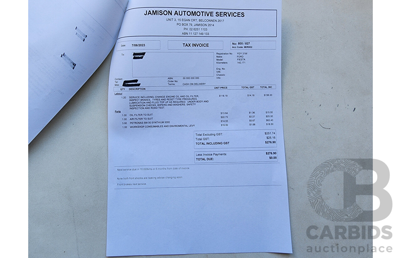 9/2010 Ford Fiesta CL WS 5d Hatchback Red 1.6L