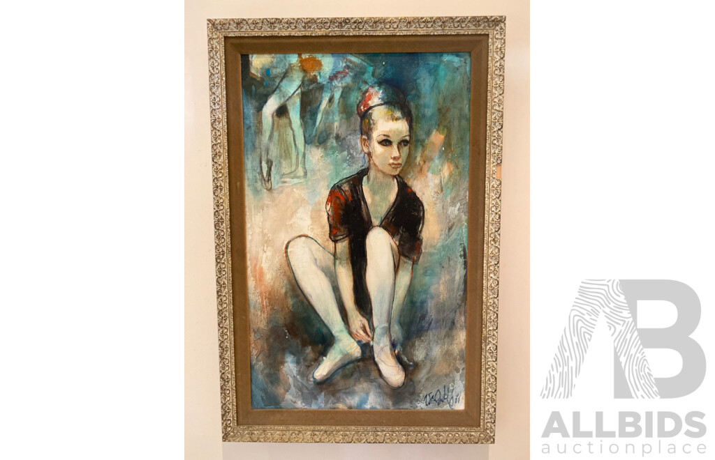 Jean Baptiste (Johny) Valadie (1933- ) Les Chaussons Blancs, Mid 20th Century, Oil on Canvas, 69 X 46 Cm (frame)