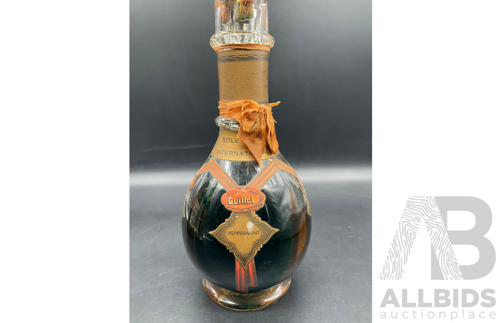 Assorted Vintage Spirits - GUILLAT Liqueurs - Four Comparment Bottle, Pernod Fils, Noilly Prat & Co Vermouoth  - Lot of 3