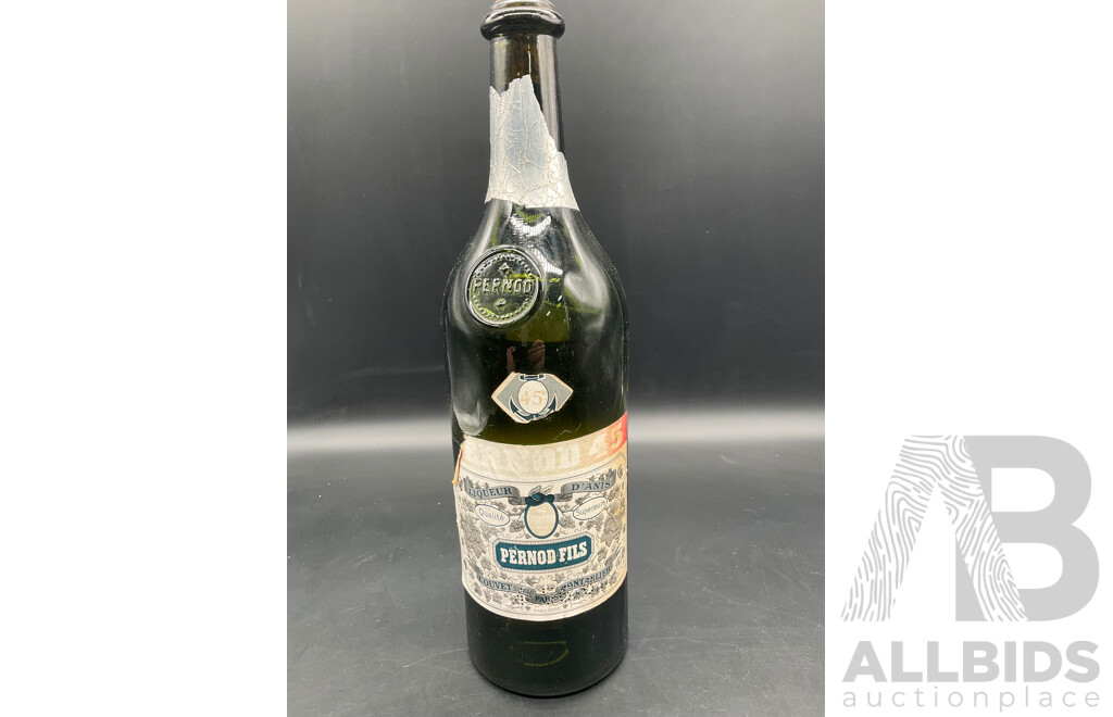 Assorted Vintage Spirits - GUILLAT Liqueurs - Four Comparment Bottle, Pernod Fils, Noilly Prat & Co Vermouoth  - Lot of 3