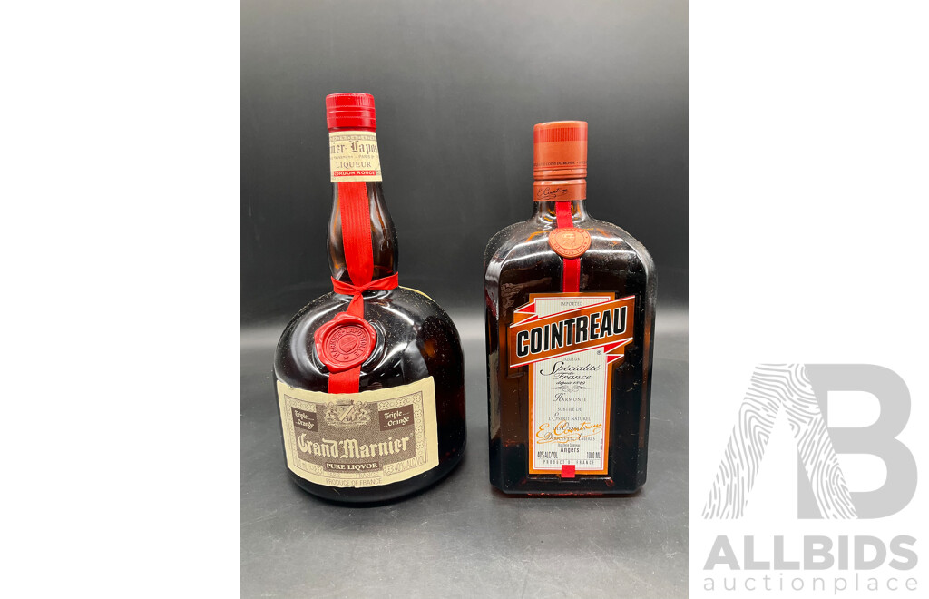 Assorted Vintage Spirits - Grand Marnier, Cointreau Liqueur - Lot of 2