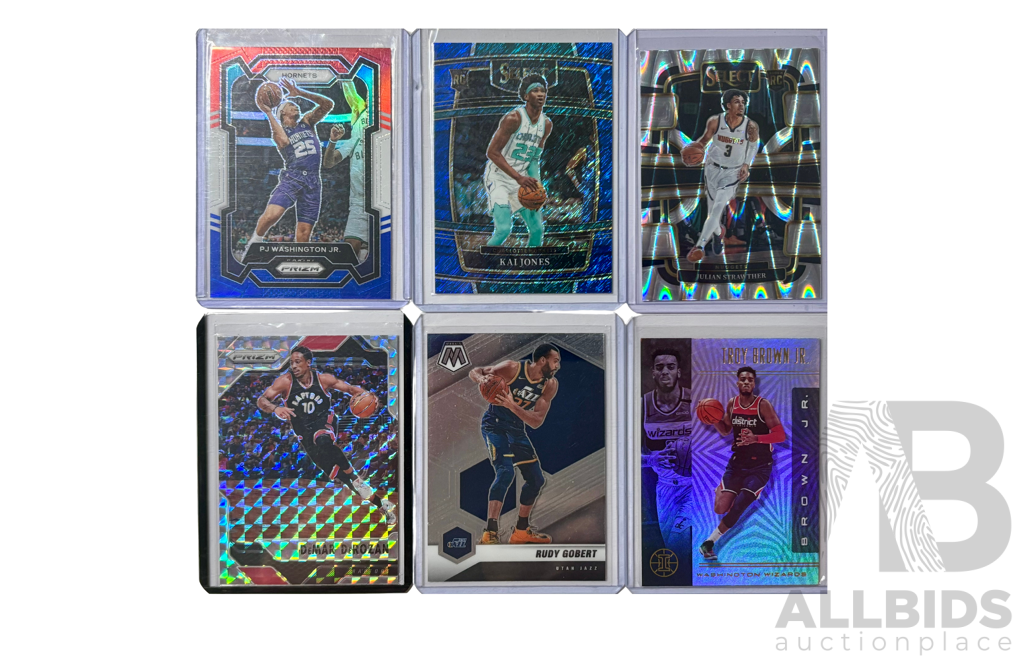 Eye-Catching 6-Card Basketball Lot Featuring Top-Tier Prizm, Mosaic, And Select Parallels.