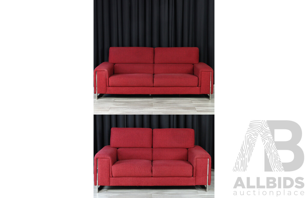 Red Fabric Two Piece Lounge Suite