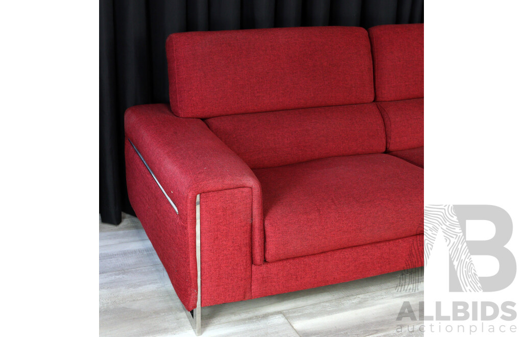 Red Fabric Two Piece Lounge Suite