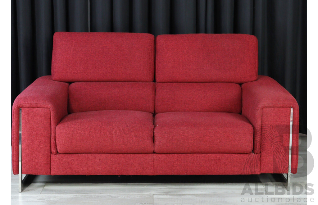 Red Fabric Two Piece Lounge Suite