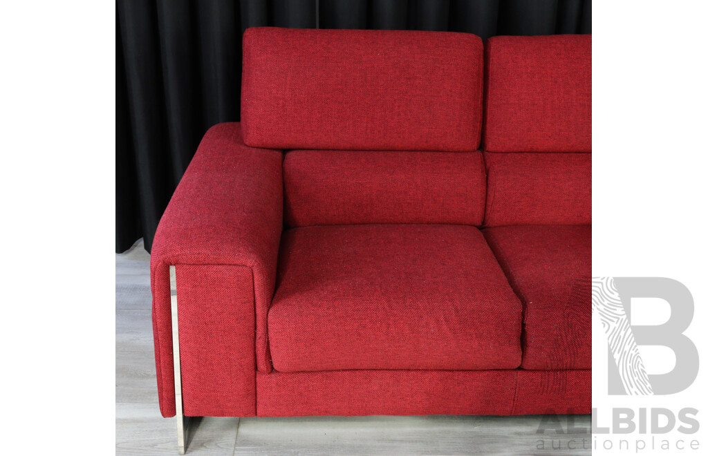 Red Fabric Two Piece Lounge Suite