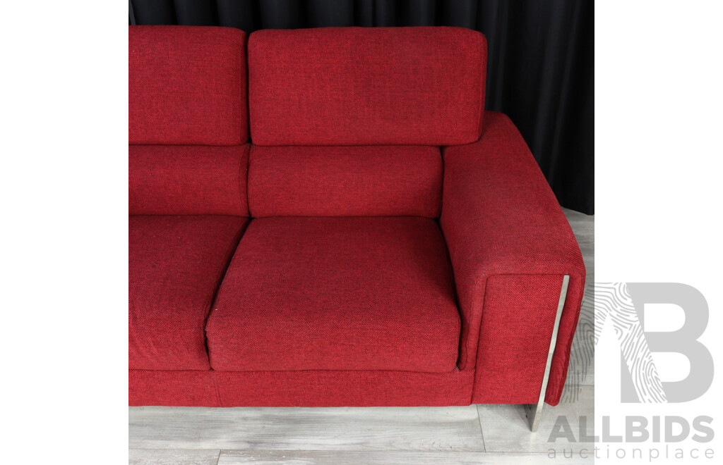 Red Fabric Two Piece Lounge Suite