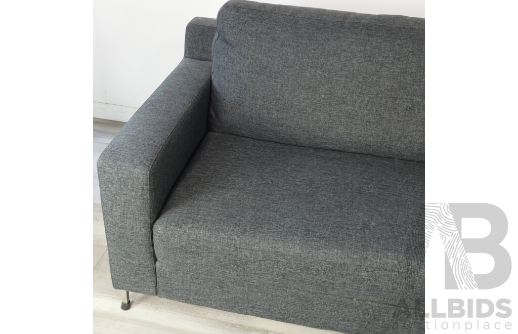Grey Fabric L Shaped Lounge Suite with Ottoman