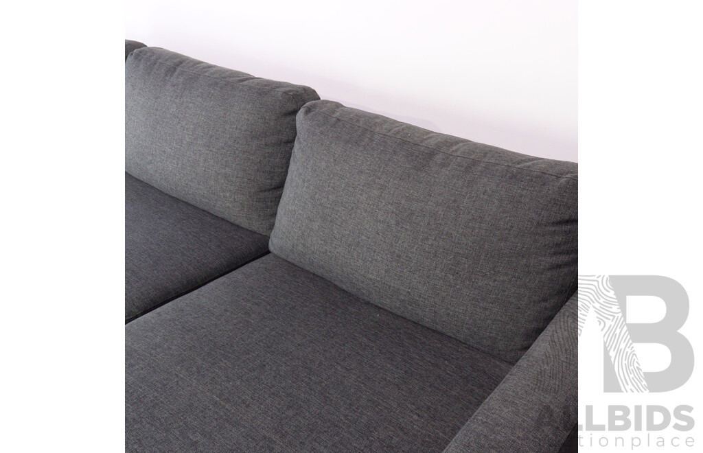 Grey Fabric L Shaped Lounge Suite with Ottoman