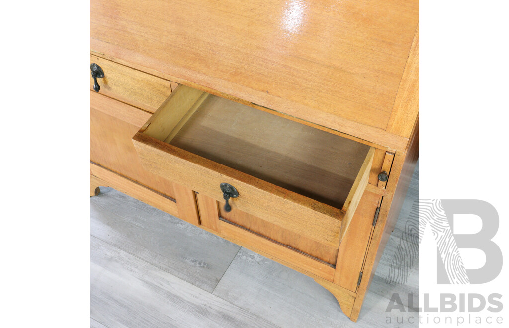 Oak Fall Front Bureau with Later Lead Light Top