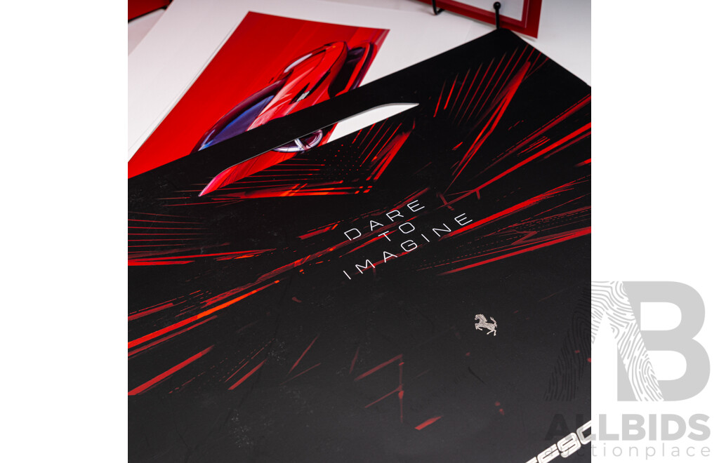 Two Ferrari Sketch Prints on Card in Display Folders