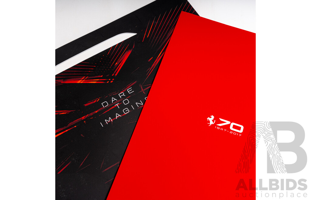 Two Ferrari Sketch Prints on Card in Display Folders