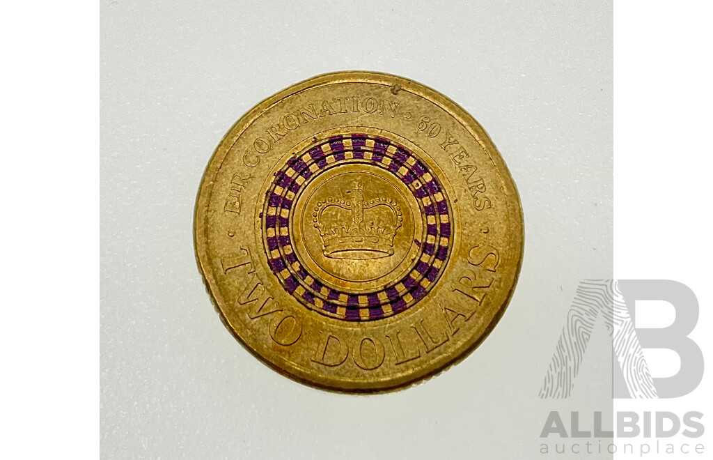 Australian 2013 QE2 60 Years Since Coronation $2 Coin. A/UNC