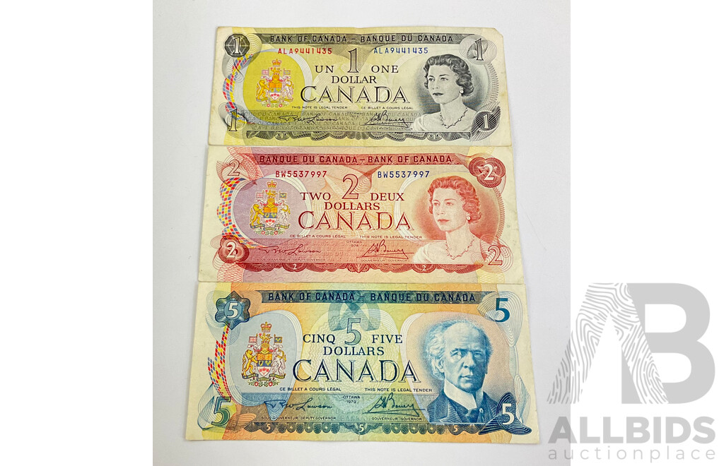 Three Canada Banknotes