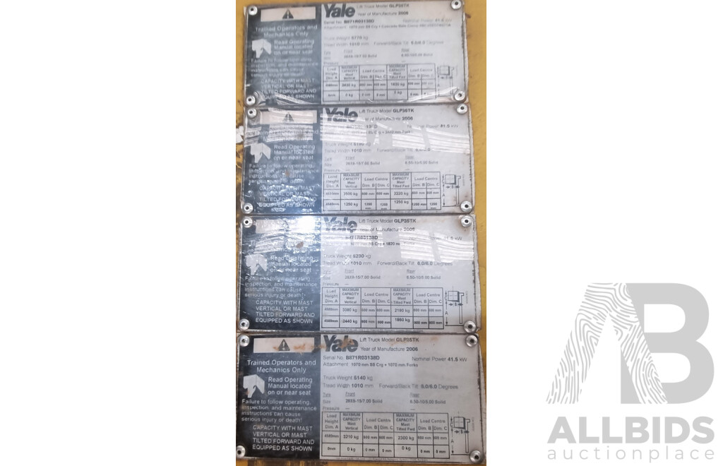 2006, 3.5 Tonne Yale GLP35TK LPG Forklift 4.5 FSV